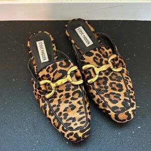 Steve Madden Animal Print Loafers with Gold Detail